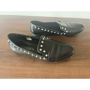 Jonak Paris Low Flat Black Leather Size 39 Studs Step In Loafer Women